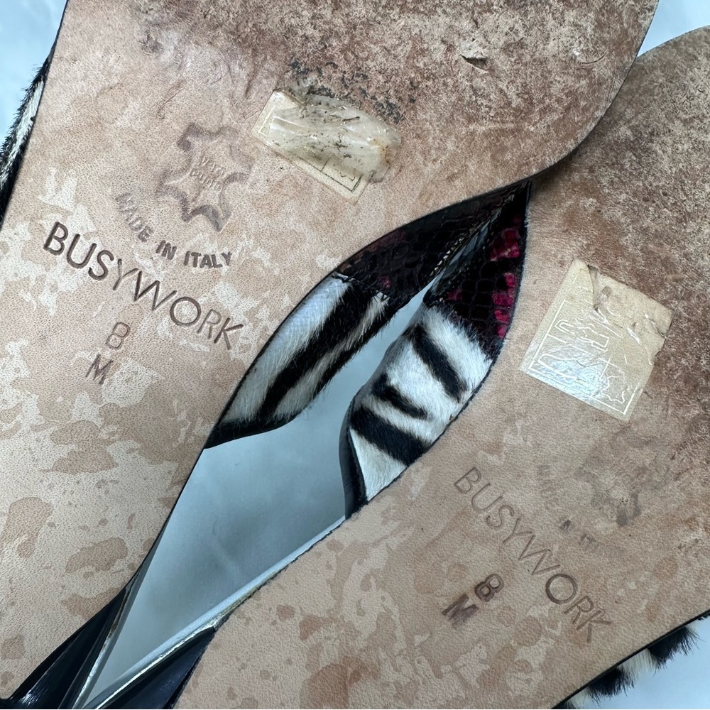 Brighton Busywork Patchwork Animal Print Mule Slide Heel Sandal Womens Size 8 - Picture 9 of 10